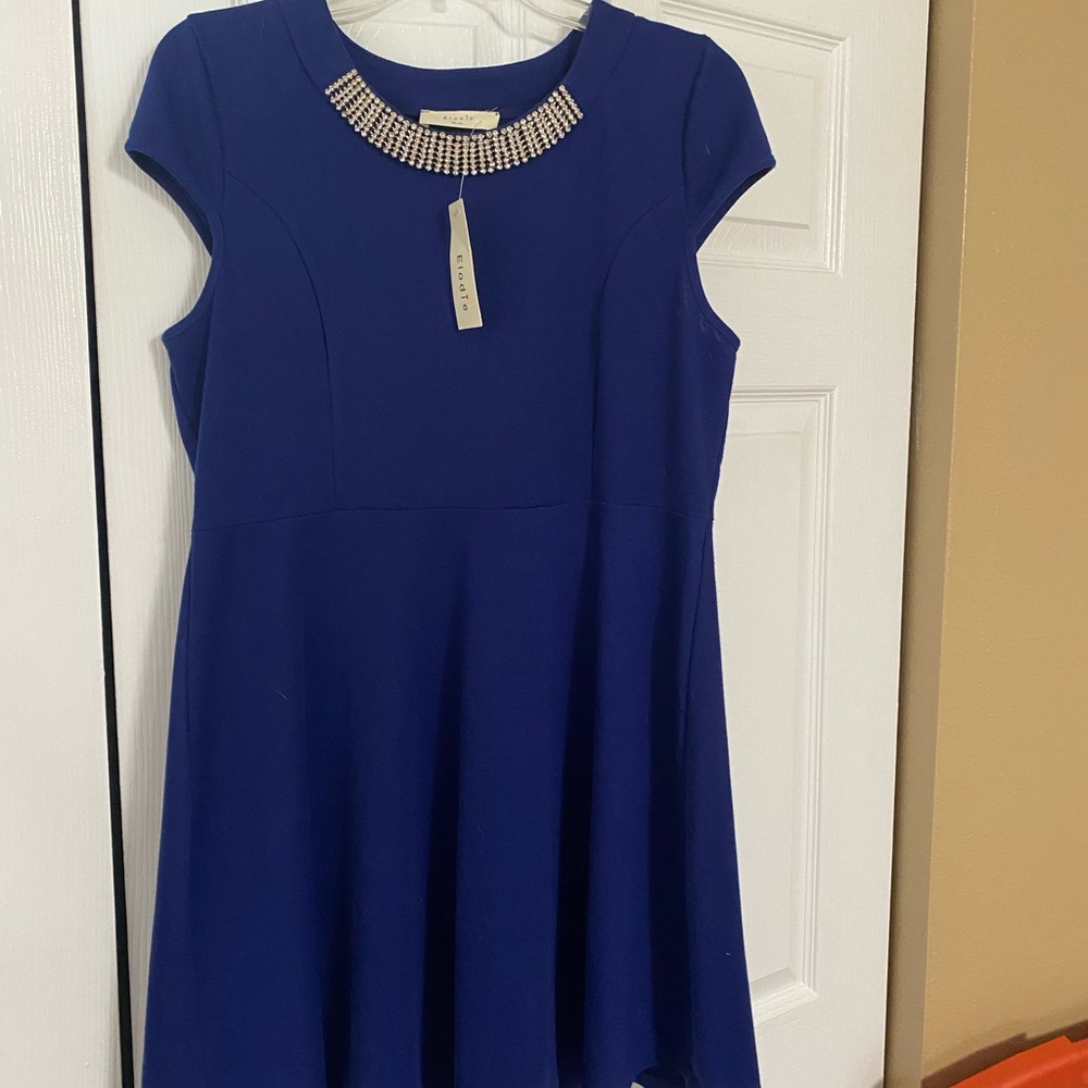 Royal blue gators blue cap sleeve fit and flare dress